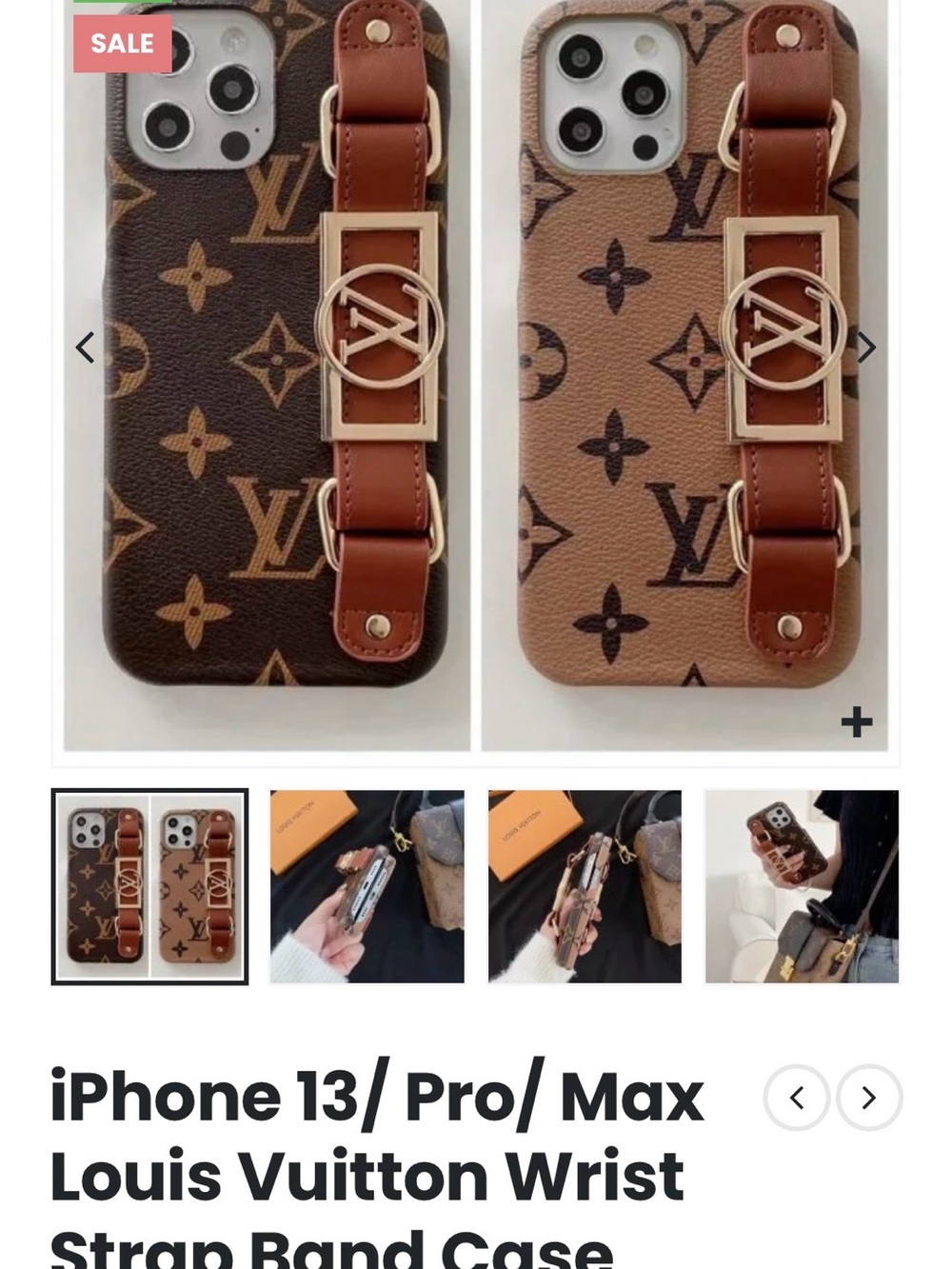 Brown Designer-Style Wrist Strap iPhone Case for iPhone 13/13 Pro/13 Pro Max